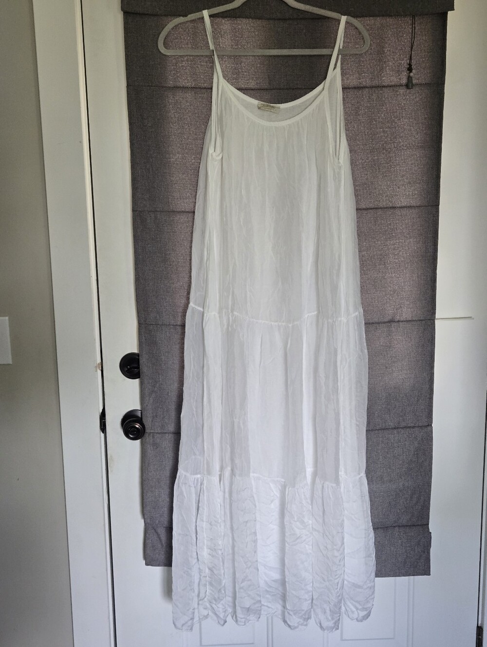 BELLAMBRA White Italy Silk Blend Tiered Maxi Swim Cover-up Large IMPERFECT